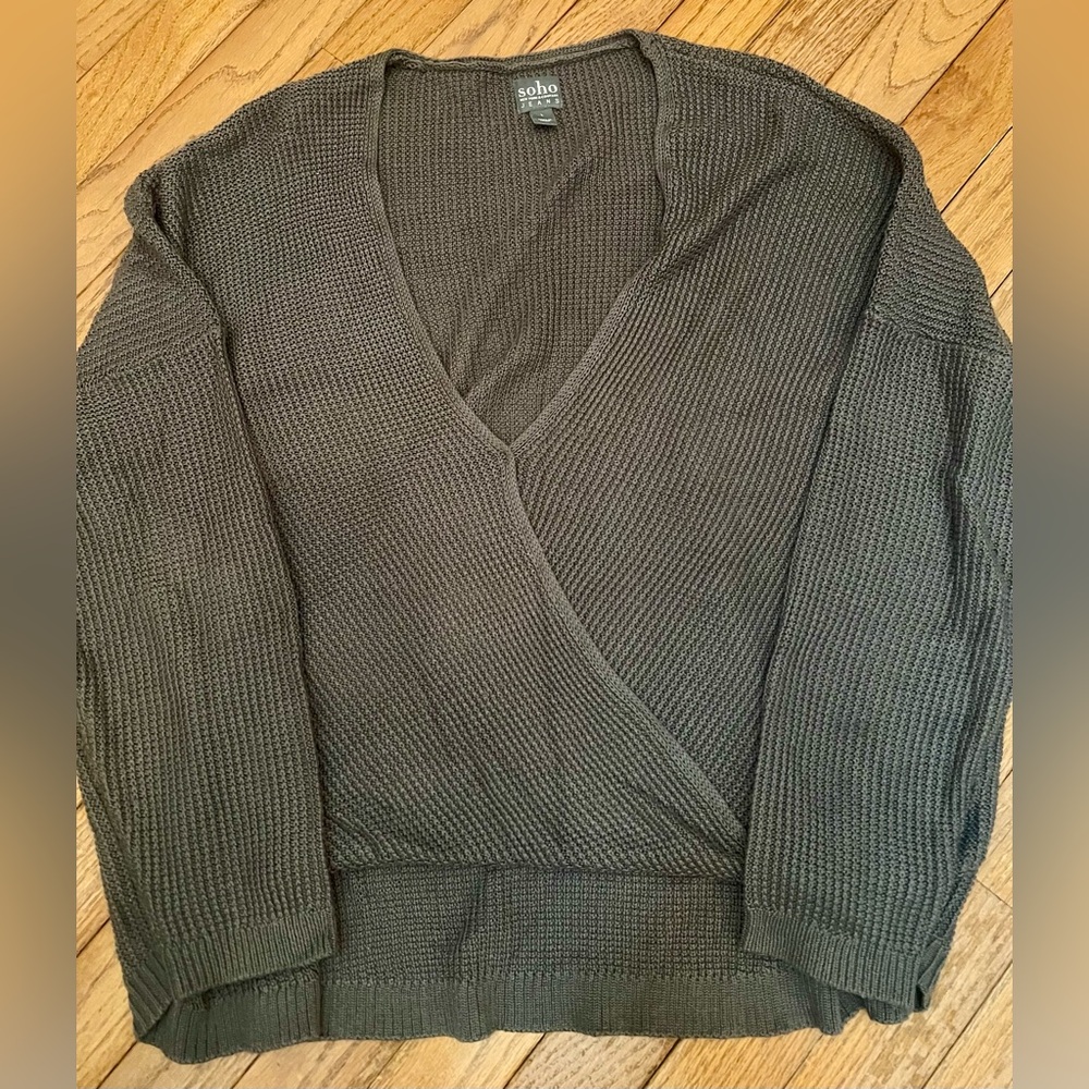 Soho BrownHigh low Knit Sweater L Large